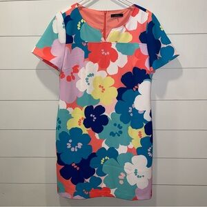 Trina Turk Floral Split Neck Shift  Dress Womens Size 10